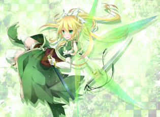 Картинка аниме sword+art+online sword art online toutenkou эльф девушка leafa