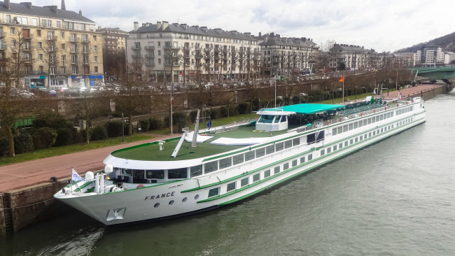 Обои картинки фото france, корабли, теплоходы, пристань, судно, прогулочное, река