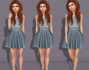 Картинка 3д+графика люди+ people девушка взгляд фон рыжая