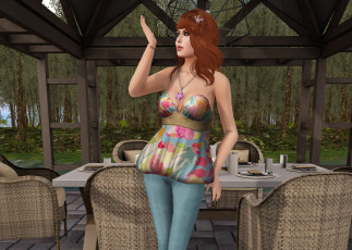 Картинка 3д+графика люди+ people рыжая фон взгляд девушка