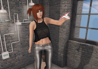 Картинка 3д+графика люди+ people девушка фон взгляд интерьер рыжая