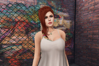 Картинка 3д+графика люди+ people девушка взгляд фон рыжая интерьер