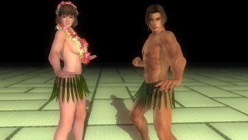 обоя 3д графика, аниме , anime, девушка, взгляд, фон, парень, поза