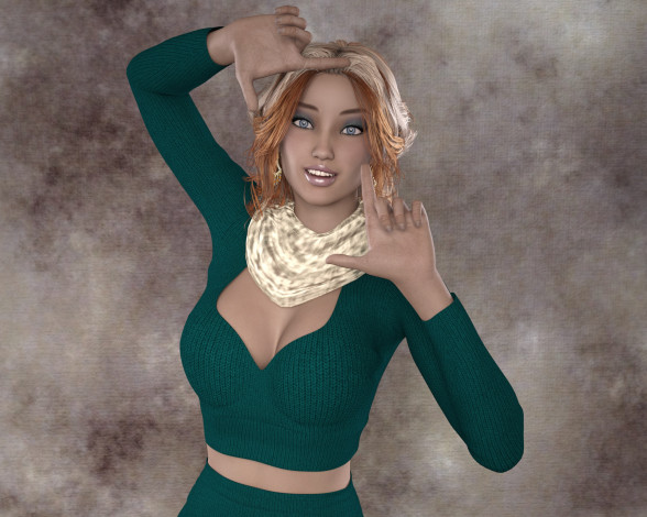 Обои картинки фото 3д графика, люди , people, девушка, взгляд, фон