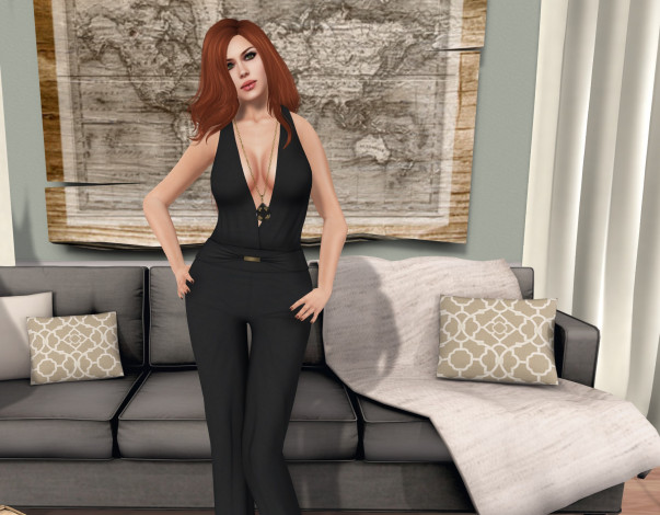 Обои картинки фото 3д графика, люди , people, девушка, взгляд, фон, рыжая, интерьер