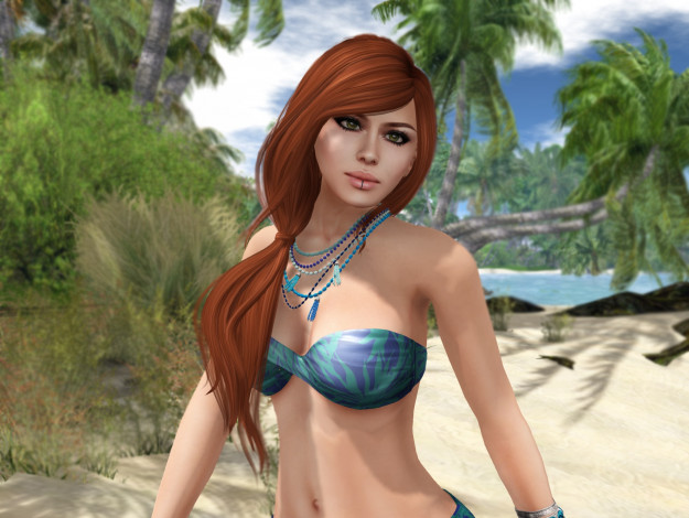 Обои картинки фото 3д графика, люди , people, девушка, взгляд, фон, рыжая