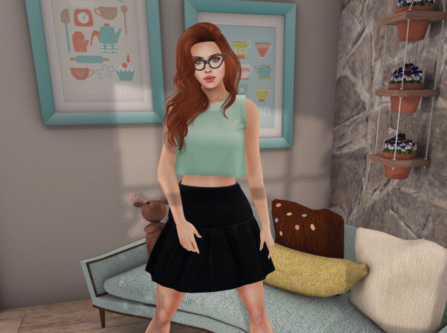 Обои картинки фото 3д графика, люди , people, девушка, взгляд, фон, рыжая, интерьер