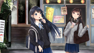 Картинка аниме город +улицы +здания yoshitomo