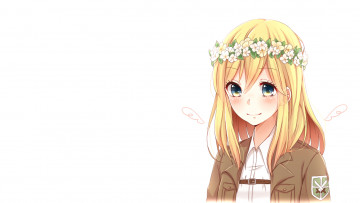 Картинка аниме shingeki+no+kyojin девушка взгляд фон