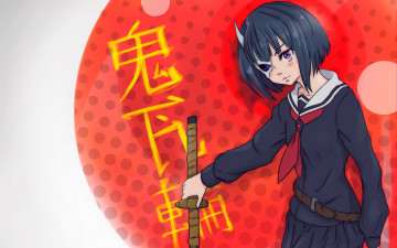 обоя аниме, busou shoujo machiavellianism, взгляд, фон, девушка