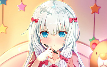 Картинка аниме eromanga-sensei девушка взгляд фон