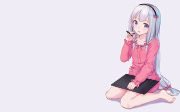 Картинка аниме eromanga-sensei девушка взгляд фон