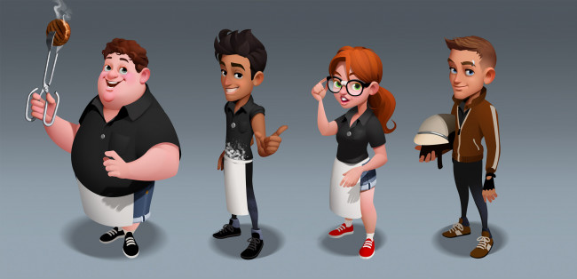 Обои картинки фото рисованное, люди, взгляд, фон, мужчины, улыбка, девушка