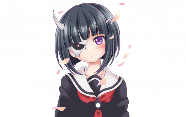 Обои картинки фото аниме, busou shoujo machiavellianism, девушка, фон, взгляд