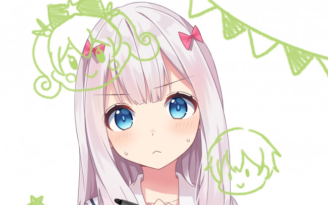 Обои картинки фото аниме, eromanga-sensei, девушка, взгляд, фон