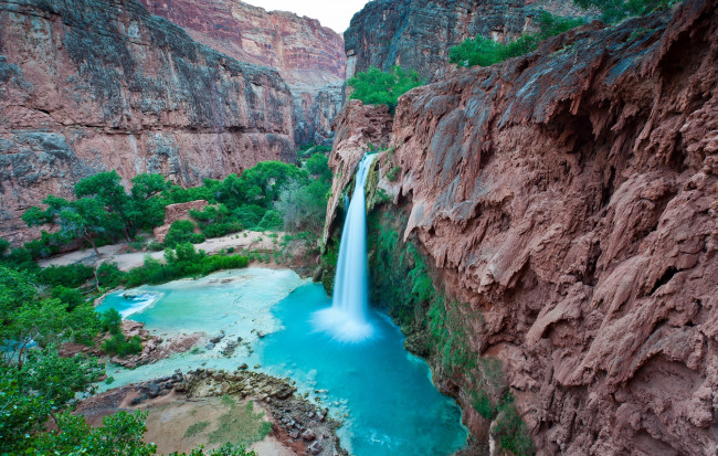 Обои картинки фото природа, водопады, река, лес, водопад