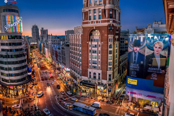 Картинка мадрид испания города мадрид+ улица город ночь spain madrid огни