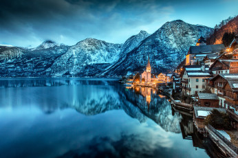 Картинка города гальштат+ австрия озеро горы