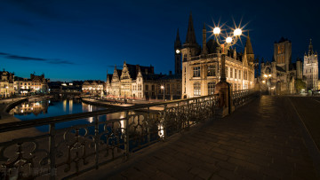 Картинка sint+michiels+bridge города гент+ бельгия простор