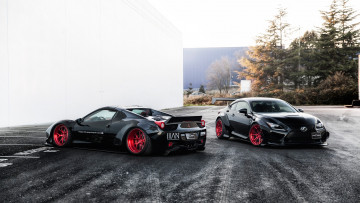 Картинка автомобили разные+вместе ferrari 458 italia lexus rc f