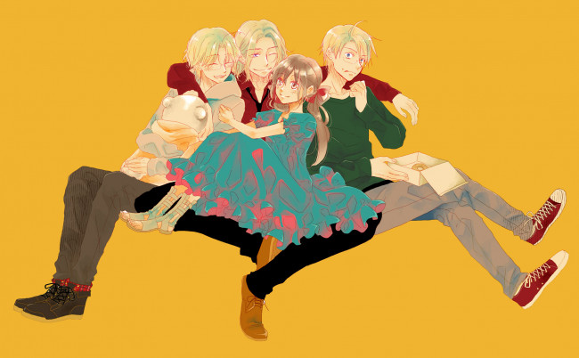 Обои картинки фото аниме, hetalia,  axis powers, хеталия, и, страны, оси