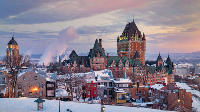Обои картинки фото chateau frontenac,  quebec city,  canada, города, - дворцы,  замки,  крепости, fairmont, le, chateau, frontenac, город, зима, канада, снег