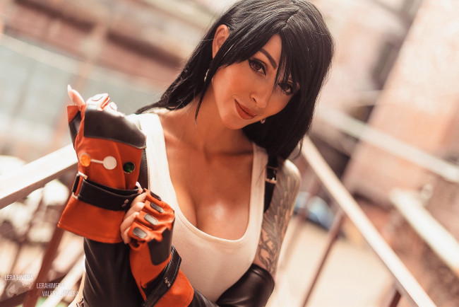 Обои картинки фото девушки, valery himera , lera himera, образ, костюм, перчатки, майка