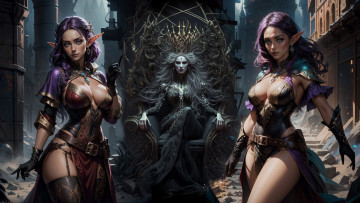 Картинка фэнтези эльфы королева эльфийки нейросеть