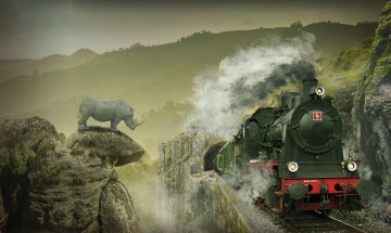 Картинка разное компьютерный+дизайн поезд носорог