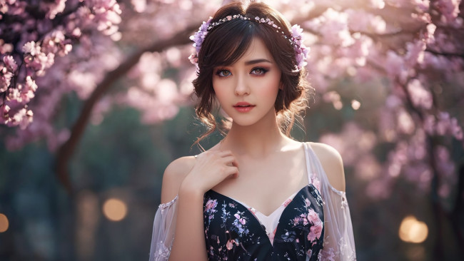 Обои картинки фото 3д графика, люди , people, stable, diffusion, искусство, искусственного, интеллекта, портрет, азиатка