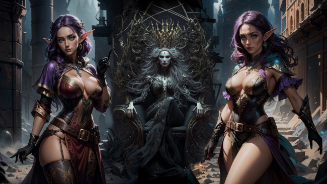 Обои картинки фото фэнтези, эльфы, королева, эльфийки, нейросеть