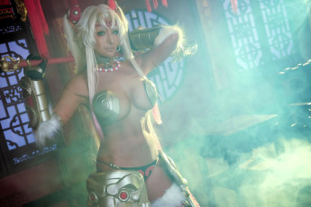 Картинка девушки nonsummerjack образ косплей наряд посох китай дым