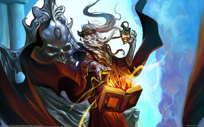 Обои картинки фото chen, wei, magic, emperor, фэнтези, маги, колдовство, магия, маска, книга, маг, колдун