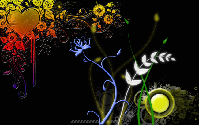 Обои картинки фото векторная, графика, цветы, сердечко
