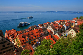 Картинка германия меерсбург города панорамы дома река