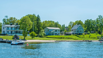 Картинка швеция стокгольм города река дома