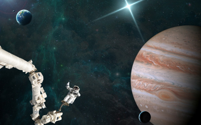 Обои картинки фото космос, астронавты, космонавты, планеты, космонавт