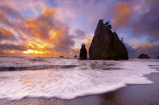 Обои картинки фото природа, побережье, пляж, океан, скалы, волны, море, небо