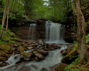 Картинка природа водопады водопад лес река