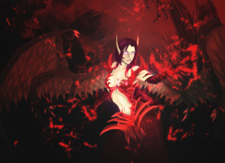 Картинка league+of+legends фэнтези демоны демон крылья магия league of legends взгляд morgana девушка