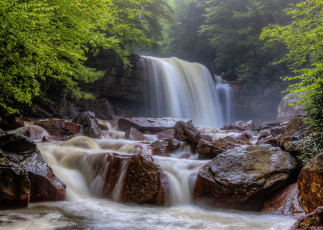 Картинка природа водопады водопад река лес