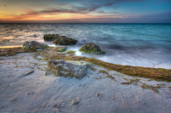 Картинка природа побережье океан пляж горизонт заря