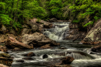 Картинка природа водопады лес река водопад