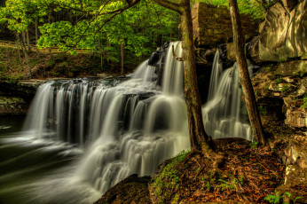 Картинка природа водопады лес река водопад