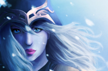 Картинка league+of+legends фэнтези девушки арт игра ashe голубые глаза девушка взгляд league of legends