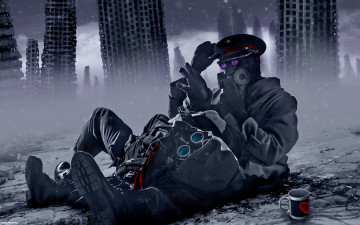 Картинка фэнтези люди очки противогазы