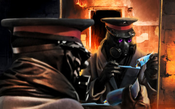 Картинка фэнтези люди романтика апокалипсиса капитан пожар тюбик щётка