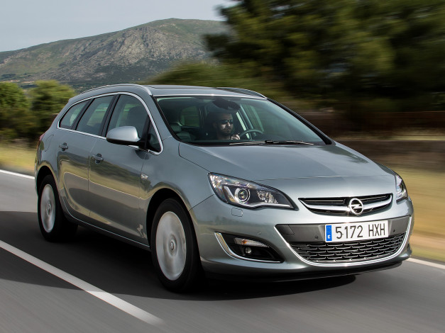 Обои картинки фото автомобили, opel, astra, sports, tourer, j, серый