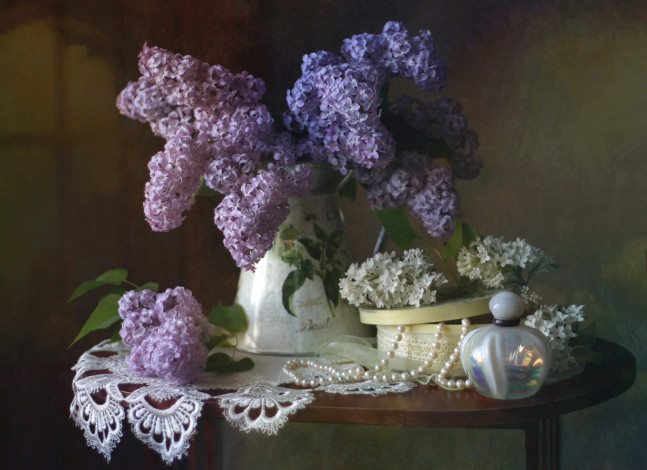 Обои картинки фото цветы, сирень, букет, ожерелье