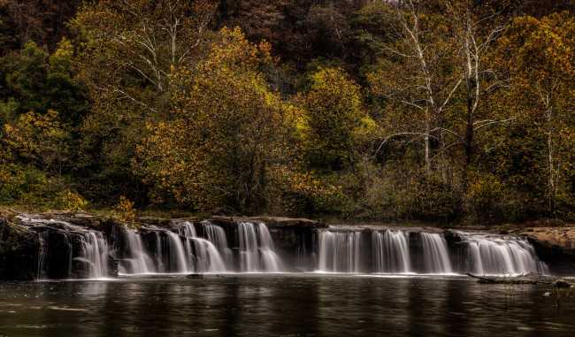 Обои картинки фото природа, водопады, водопад, лес, река